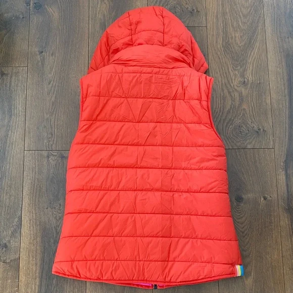Boden Reversible Orange and Pink Puffer Vest size 4 removable hood New! - Picture 2 of 10